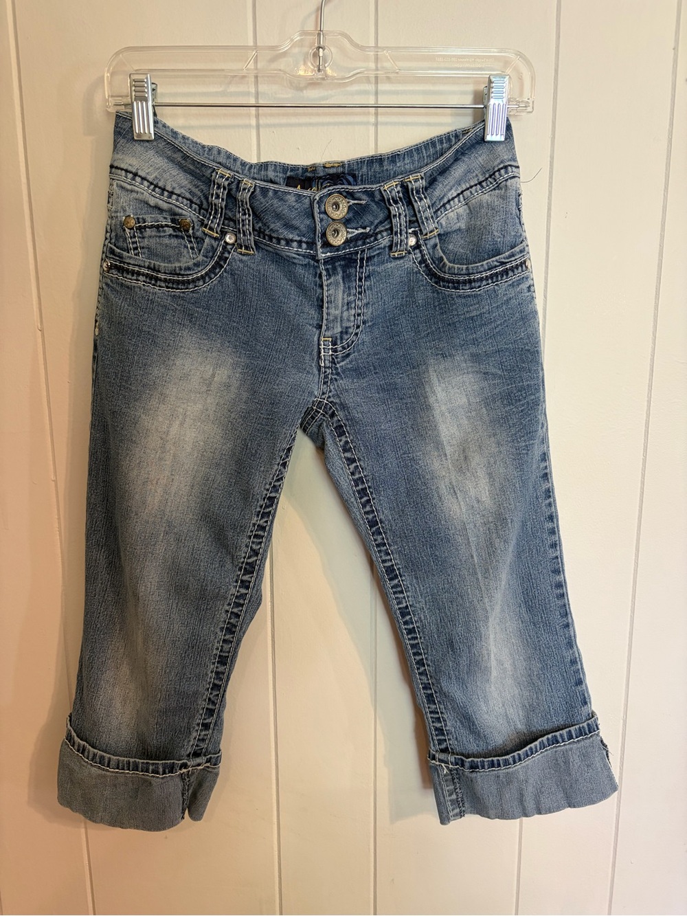 Angels Light Blue Cropped Cuffed Jeans
